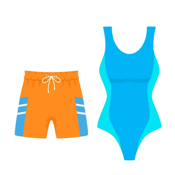 Ensemble Maillot Bain Femme Shorts Bain Homme Pour Natation Illustration — Image vectorielle