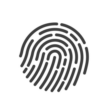 Kimliği parmak izi simgeye dokunun. ID şablonunun. düz Vektör Lineer illüstrasyon izole beyaz arka plan üzerinde