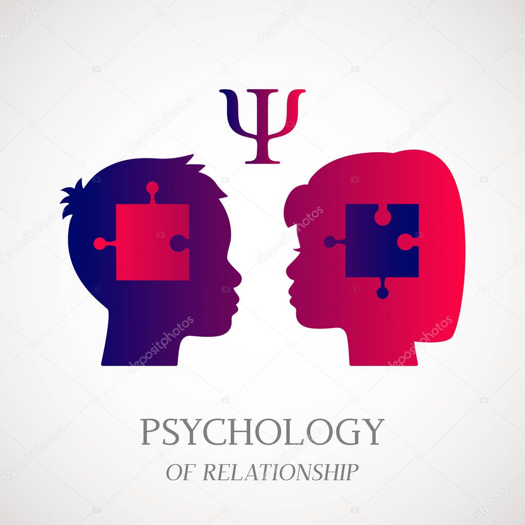 Counseling on psychotherapy and depression for disabled persons in a psychology room. Logo for the office of a psychotherapist and a psychologist. vector illustration