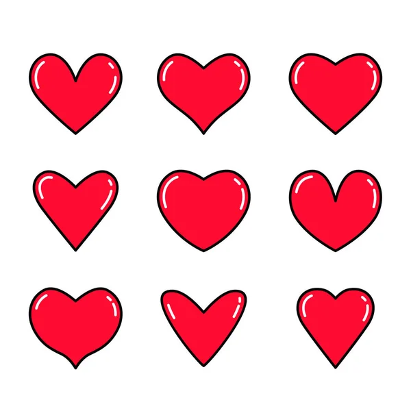 Великий Набір Значків Сердець Лінійному Стилі Плоска Векторна Ілюстрація Ізольована — стоковий вектор