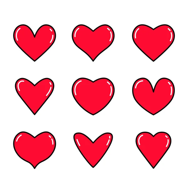 Gran Conjunto Iconos Corazones Estilo Lineal Ilustración Vectorial Plana Aislada — Vector de stock