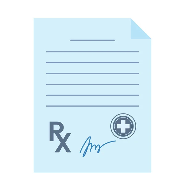 Prescription du médecin en papier blanc. Icône en style plat isolé sur fond blanc. vecteur — Image vectorielle