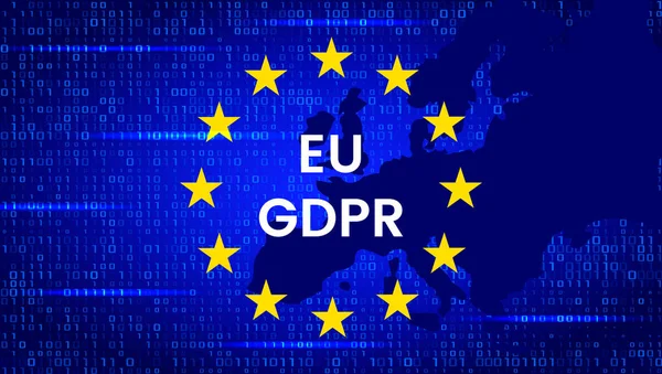 Gdpr - 欧州連合のデータ保護法。Eu の旗と保護のシンボルでモダンなバナー。ベクトル — ストックベクタ