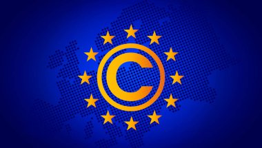 Gdpr - Avrupa Birliği veri koruma yasası. Modern afiş ile AB bayrağı ve koruma sembol. vektör