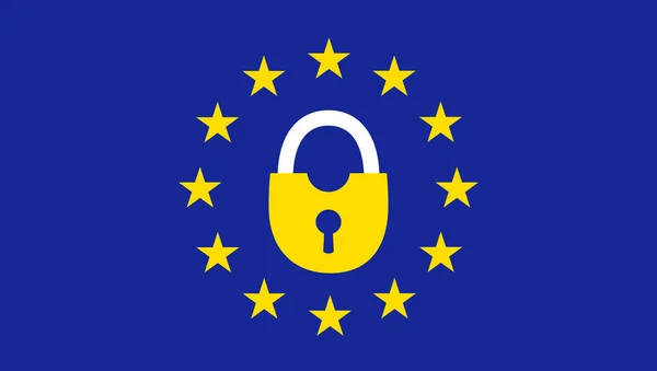 Gdpr - 欧州連合のデータ保護法。Eu の旗と保護のシンボルでモダンなバナー。ベクトル — ストックベクタ