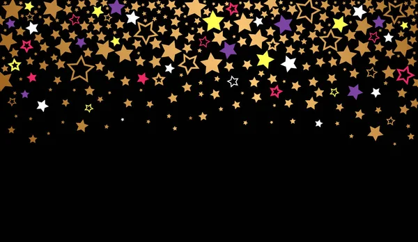 Abstrakte Struktur des Nachthimmels mit fallenden goldenen Sternen. Vektorillustration — Stockvektor