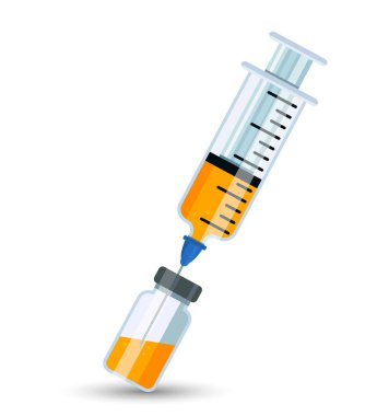 Bir iğne ve ilaç içinde tıbbi şırınga. Tedavi ve sağlık kavramı. düz vektör illüstrasyon izole