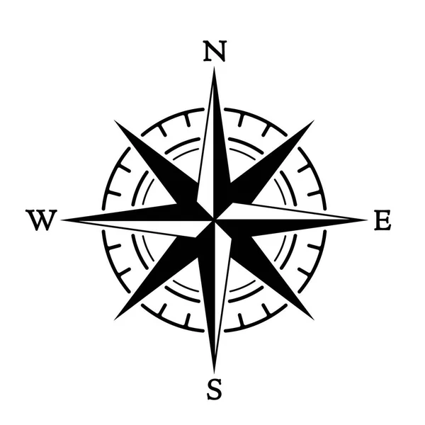Kompas windroos in vintage stijl. platte pictogram. vectorillustratie geïsoleerd — Stockvector