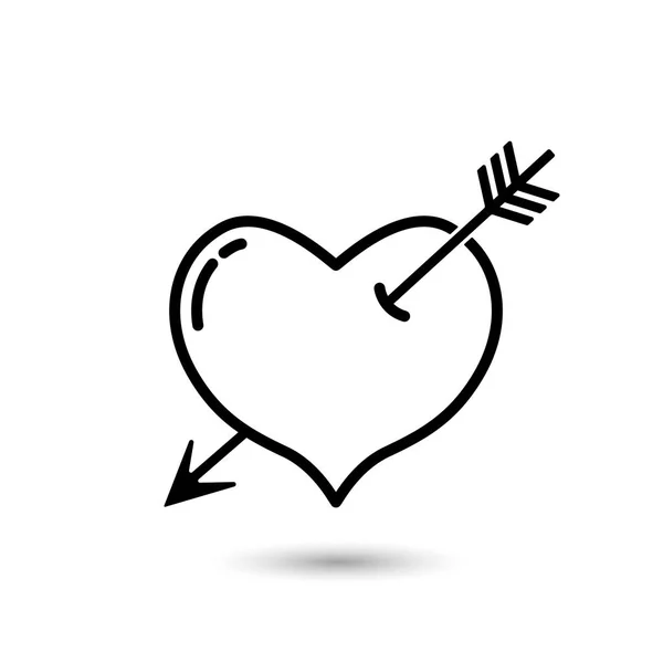 Nowoczesne ikona serca przebite przez strzałę w stylu liniowe. płaskie wektor ilustracja na białym tle — Wektor stockowy