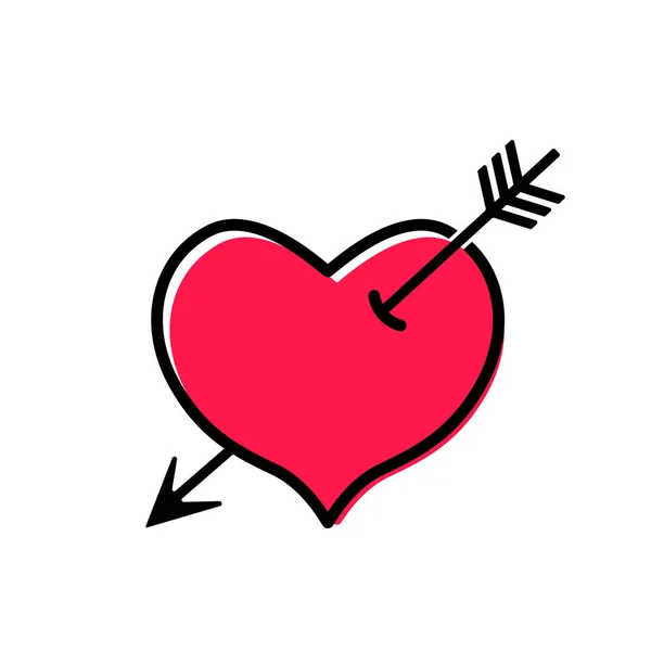 Icono moderno de un corazón atravesado por una flecha en un estilo lineal. ilustración vectorial plana aislada — Vector de stock