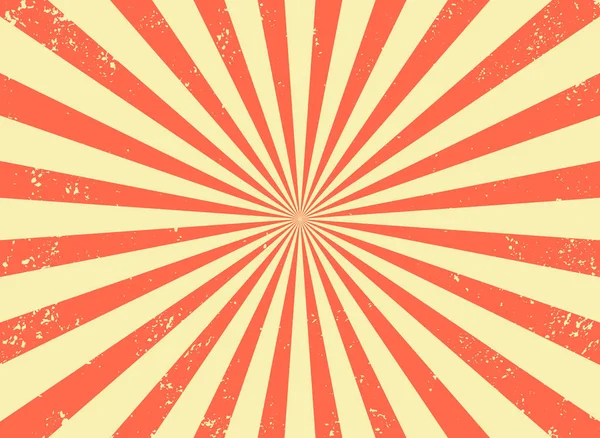 Old retro background with rays and explosion imitation. Vintage starburst pattern with bristle texture. Circus style. flat vector — Stock Vector