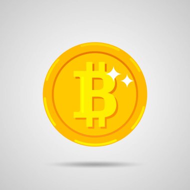 Modern elektriyon para - kripto para bitcoin. Hafif bir arka plan üzerinde altın bitcoin simgesi. Vektör