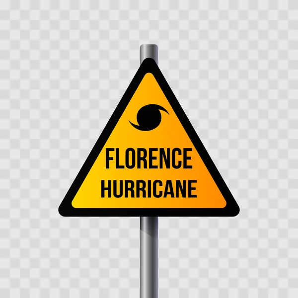 Nowy huragan-potwór Florence i znak drogowy Hurricane Florence, renderowanie 3D. Wektor — Wektor stockowy