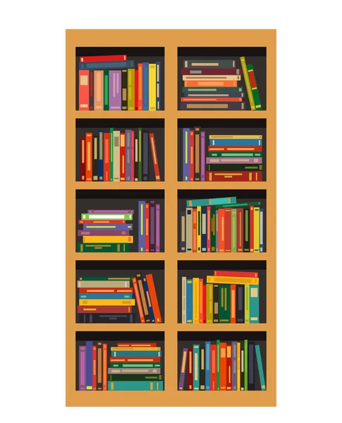 A bookcase with books. flat vector illustration isolated — Stock Vector