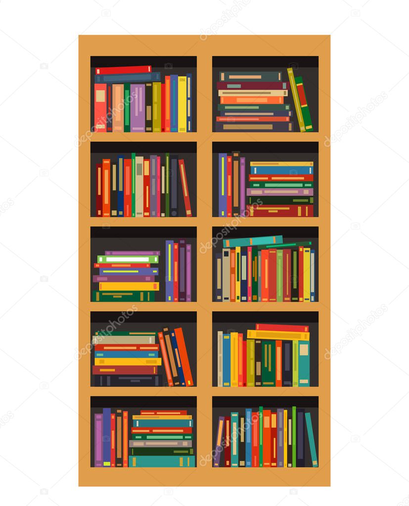 A bookcase with books. flat vector illustration isolated