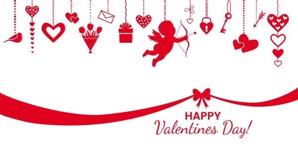 Valentin2St. Dia dos Namorados - cartão de saudação ou banner. ilustração vetorial isolado em um fundo vermelho . — Vetor de Stock