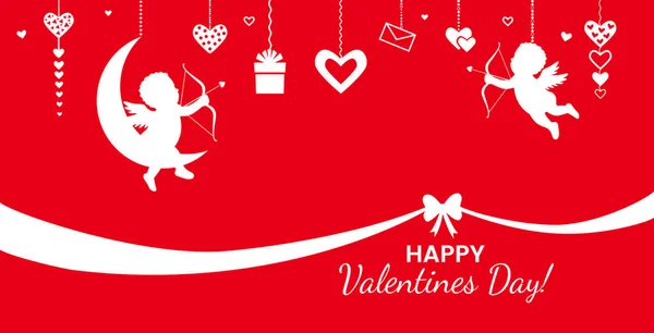 Valentin2St. Valentine's Day - greeting card or banner. vector illustration isolated on a red background. — Stock Vector