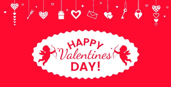 Valentin2St. День святого Валентина - поздравительная открытка или баннер. векторная иллюстрация на красном фоне . — стоковый вектор
