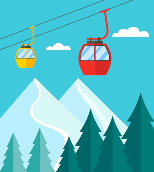 Ski season in the winter Alps. Winter landscape for web banner. vector illustration — Stock Vector