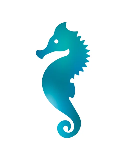 Silhouet van seahorse. imitatie van aquarellen. platte vector illustratie geïsoleerd — Stockvector