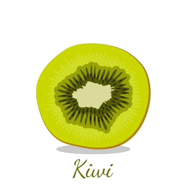 Pieza de fruta kiwi cerrar icono, aislado sobre fondo blanco. ilustración vectorial. logo — Vector de stock