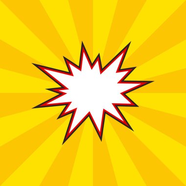 Şablon, metniniz için alan içeren patlama. Afiş çizgi romanları. Düz vektör