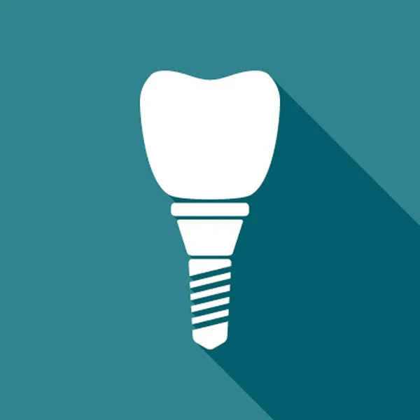 Silhueta branca de implante dentário em estilo plano. ícone de implante dentário —  Vetores de Stock