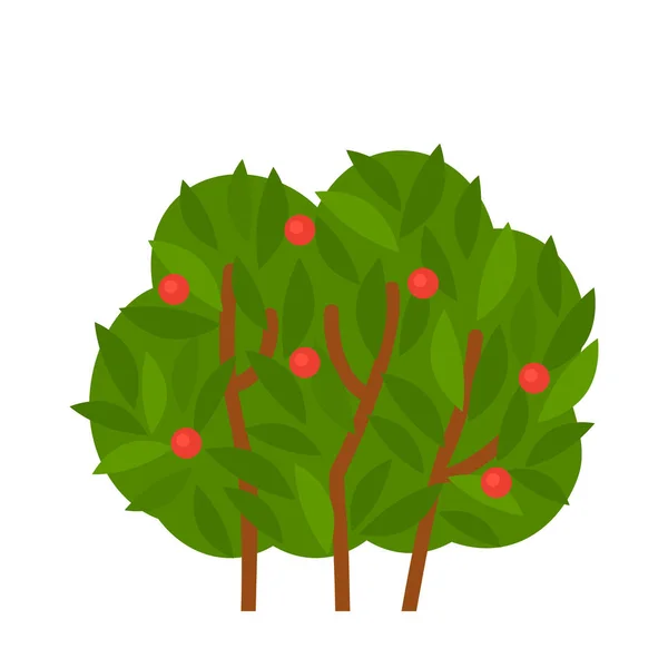 Groene struik met heldere bladeren. Pictogram in platte stijl vector illustratie — Stockvector