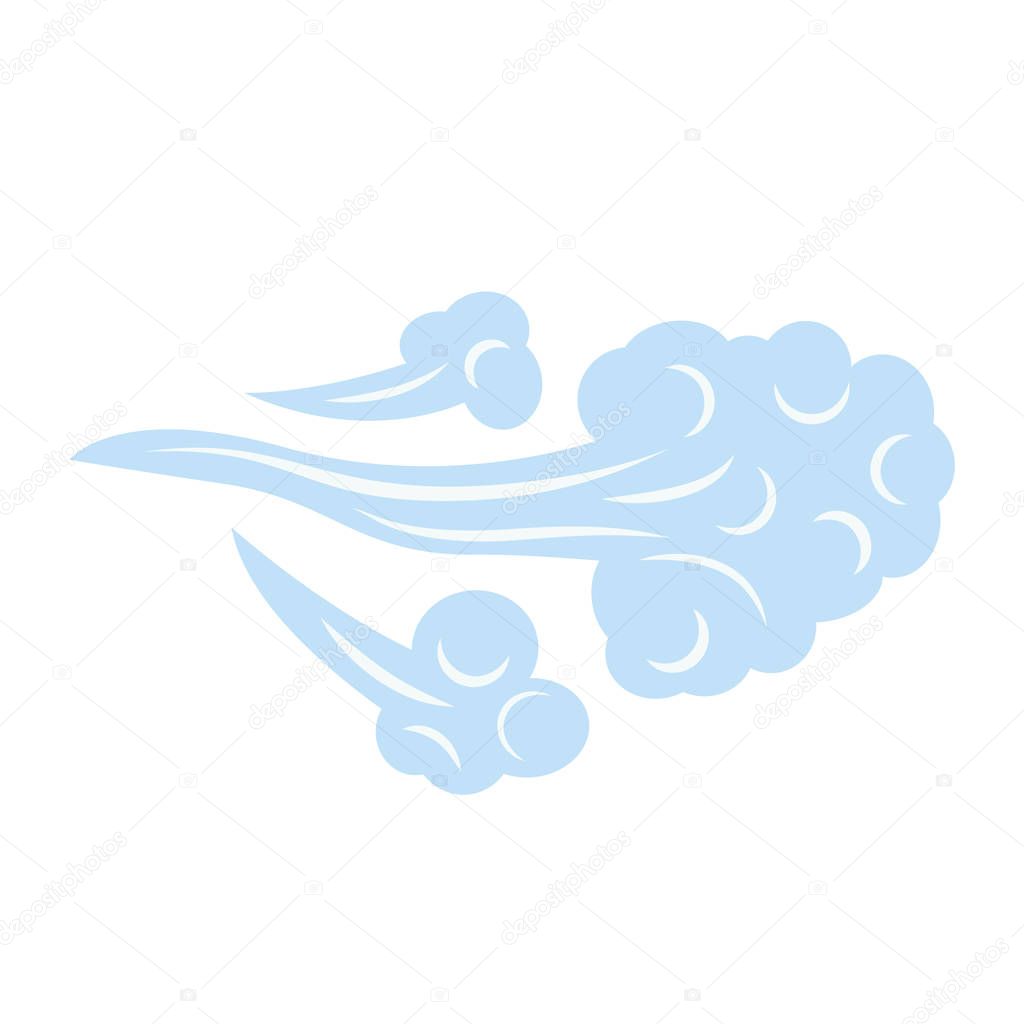 Blue icon blowing wind. concept of weather, tornado and other elements of nature. flat vector illustration