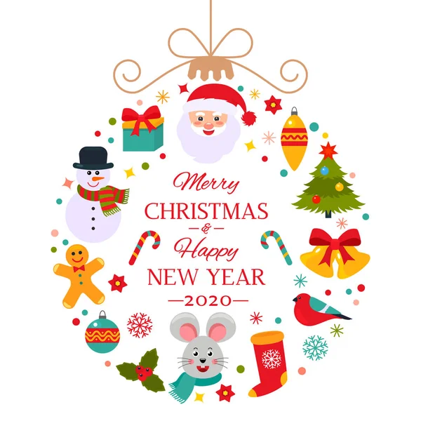 Premium Vector  Christmas and happy new year card with a cute