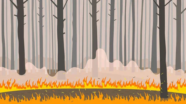 Natural disaster forest fire. concept take care of nature. flat vector illustration — Stock Vector