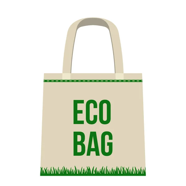 Algodão ou linho eco-bag para fazer compras na loja e no mercado. Uma alternativa para sacos de plástico e sacos de plástico. conceito proteger a natureza . — Vetor de Stock