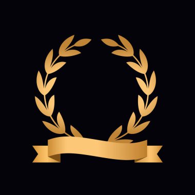Altın kazanan veya altın kurdele ile şampiyon defne çelenk.