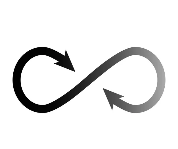 Infinity loop-symbol med pil. Cykel rörelse ikon — Stock vektor
