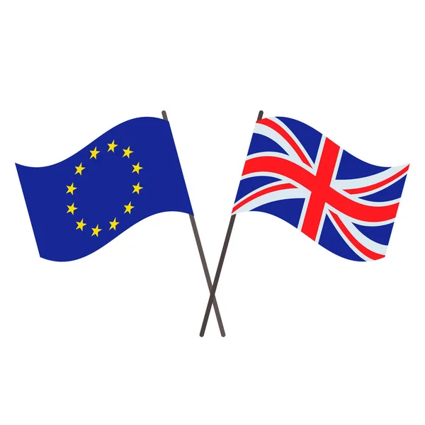 英国とEUの旗。ブレクシティスのコンセプト。フラットベクトルイラスト絶縁 — ストックベクタ