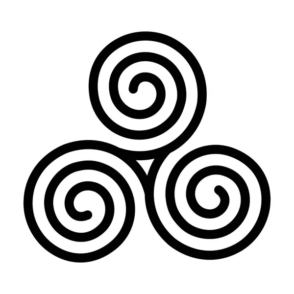 Ikona symbol Triskelion. Spirala Bretońska i celtycka. ilustracja wektorowa płaska — Wektor stockowy