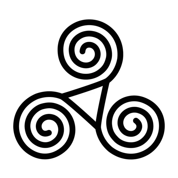 Ícone de símbolo de Triskelion. Bretão e espiral celta. ilustração vetorial plana — Vetor de Stock