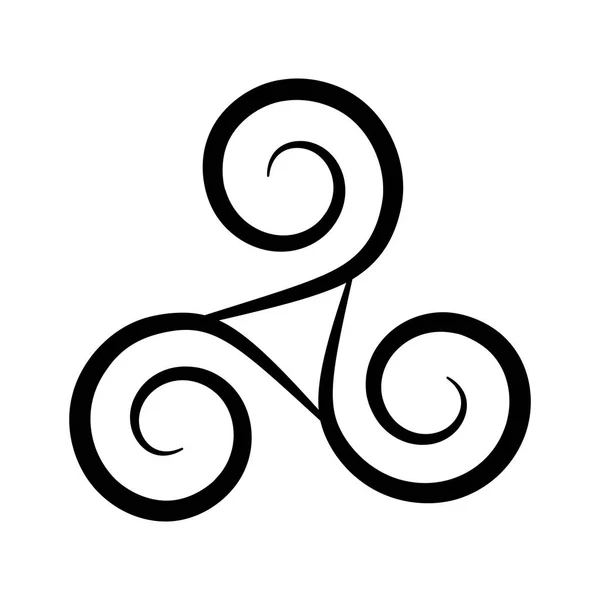 Icono de símbolo de Triskelion. Espiral bretón y celta. ilustración vectorial plana — Archivo Imágenes Vectoriales