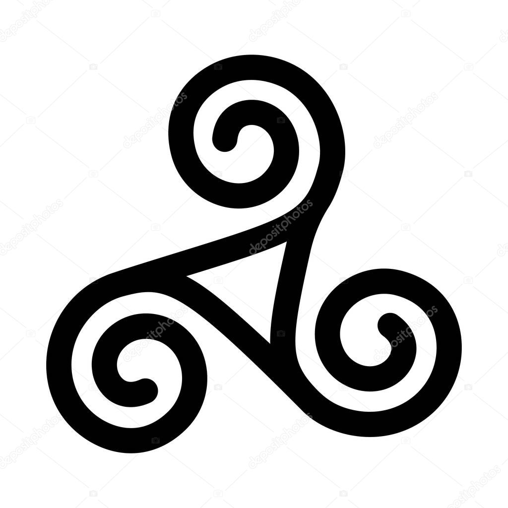 Triskelion symbol icon. Breton and Celtic spiral. flat vector illustration