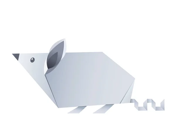 Gevouwen papier origami dierlijke muis of rat symbool van 2020 volgens de Chinese kalender — Stockvector