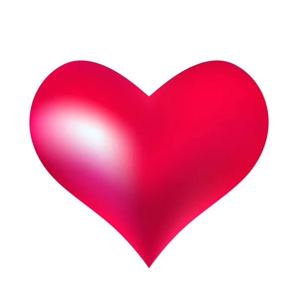 Corazón gradiente volumétrico en tonos rojos carmesí. Ilustración vectorial aislada sobre fondo blanco . — Vector de stock