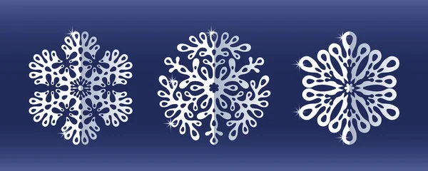 Set van mooie patroon Lasergesneden sneeuwvlokken. Sjabloon Kerst Nieuwjaar decoraties ontwerpen — Stockvector