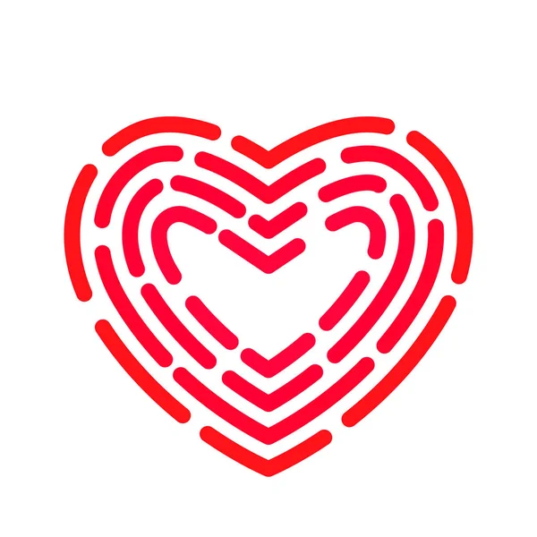 Icono del corazón moderno en estilo lineal en forma de huella digital . — Archivo Imágenes Vectoriales