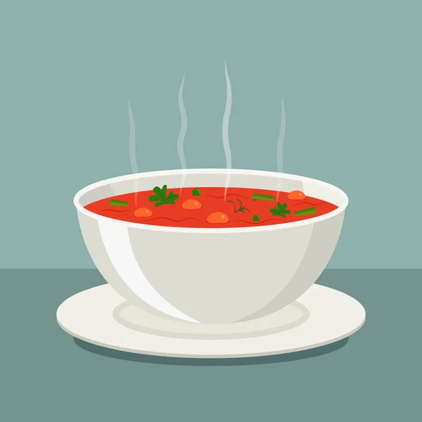 Hot vegetable soup in white dishes. vector — Stock Illustration Hot vegetable soup in white dishes. vector Royalty Free Stock Vectors