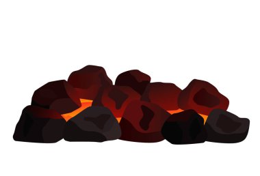 a pile of burning coal. flat vector illustration isolated clipart