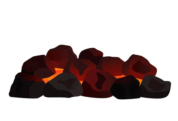 Uma pilha de carvão em chamas. ilustração vetorial plana isolada — Vetor de Stock