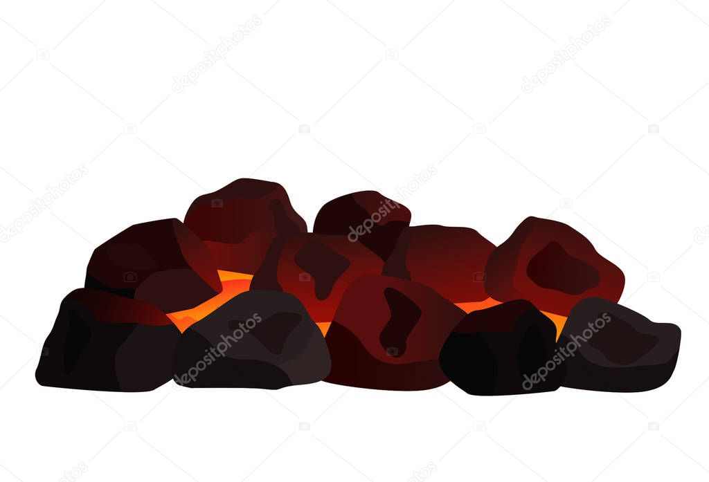 a pile of burning coal. flat vector illustration isolated