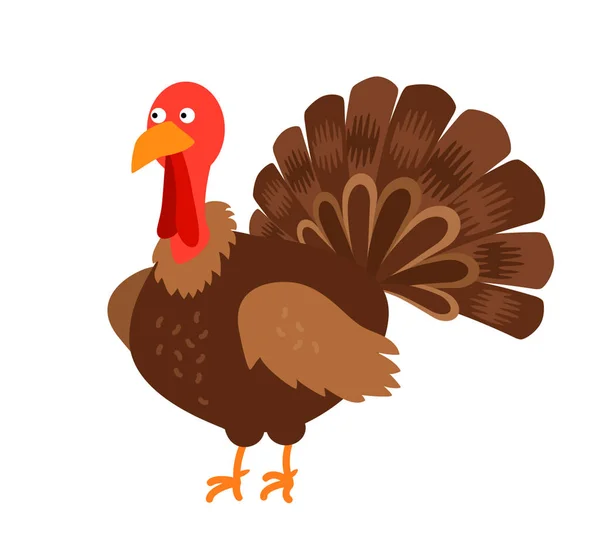 Funny turkey icon in cartoon style. flat vector illustration — Stock Vector