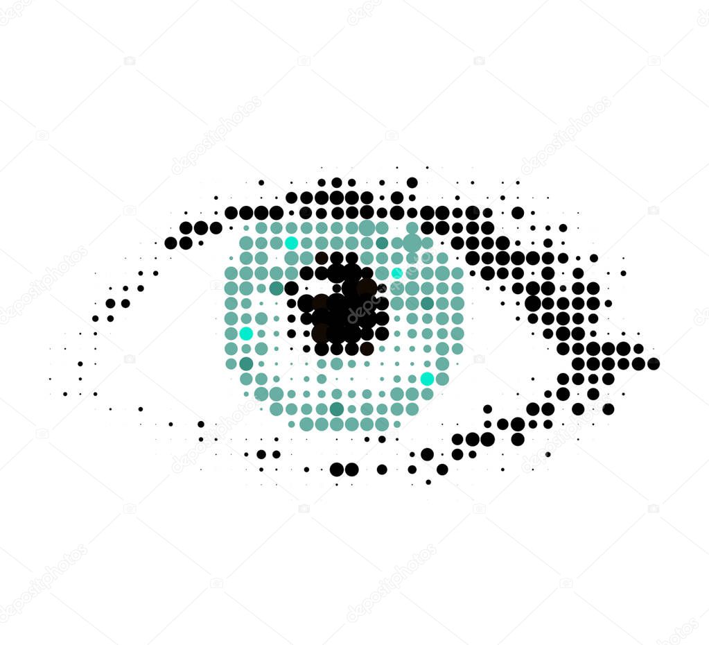 The human eye, a drawing in a modern halftone style.