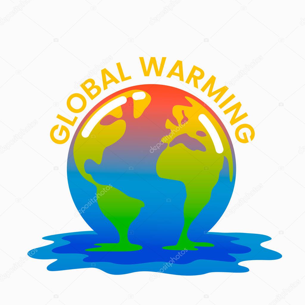 Planet Earth is melting and dying of global warming. Earth turns into a puddle.